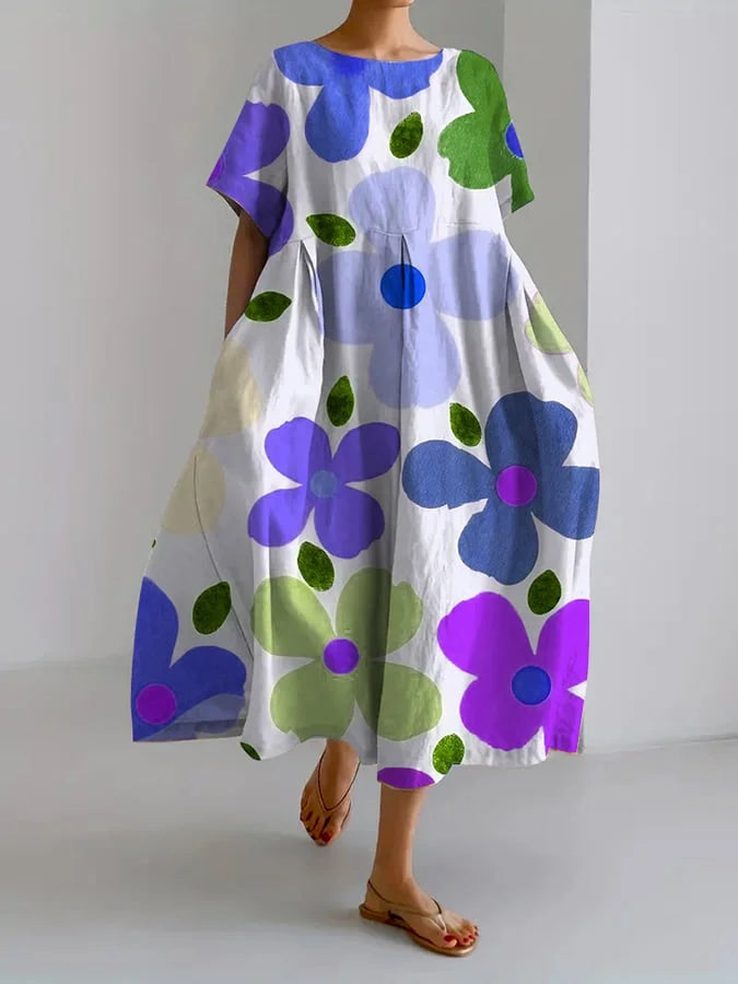ELIANA | Abito Midi Floreale con Stile Spensierato e Comfort Estivo per Giornate Colorate