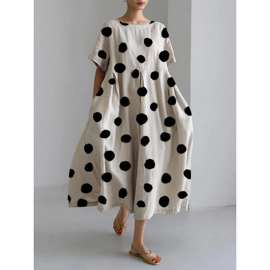 VALENTINA | Abito Lungo Casual con Pois Iconici e Libertà di Movimento per Giornate Estive