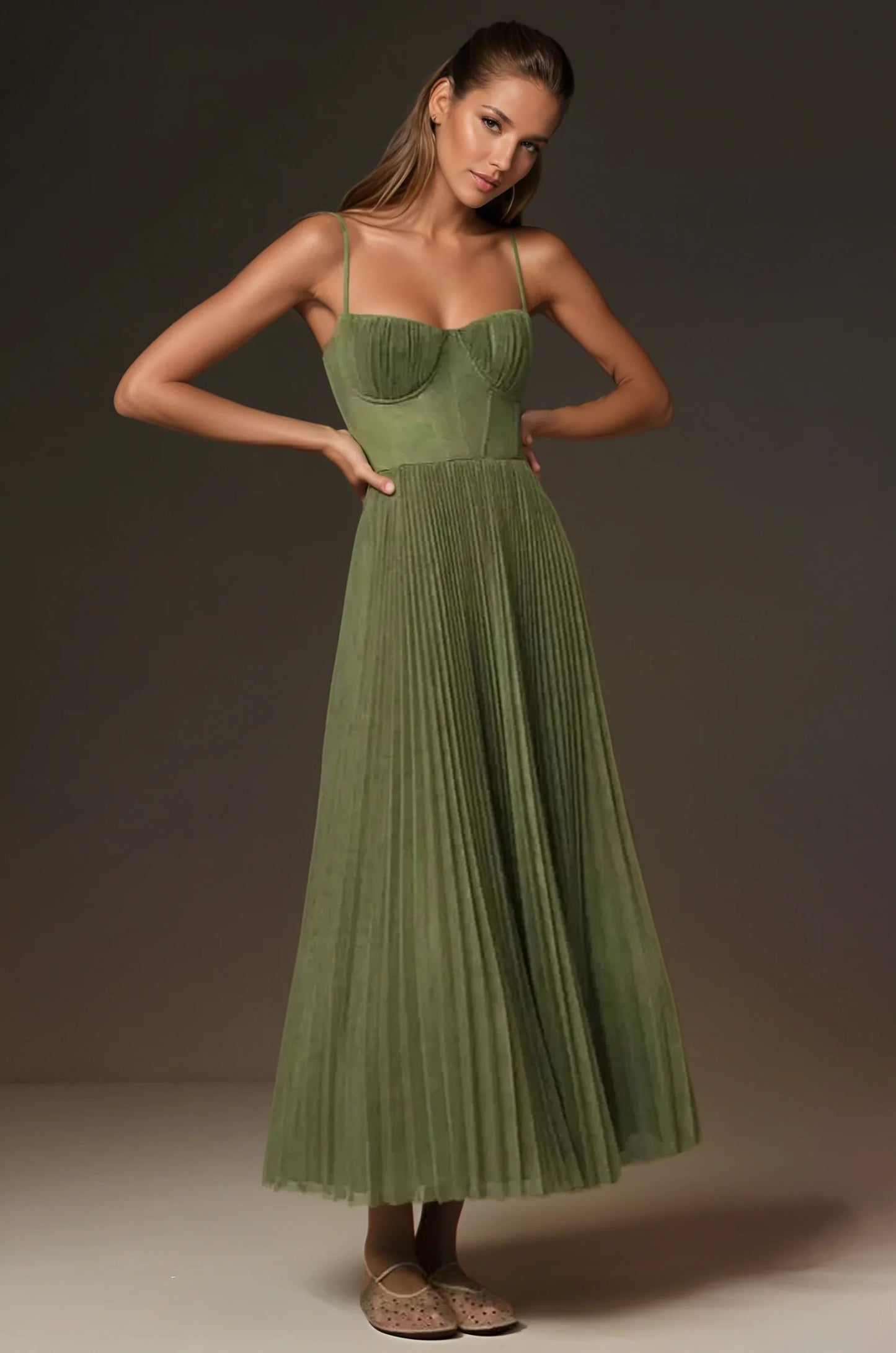 Paulina™ - Abito midi con scollo svasato