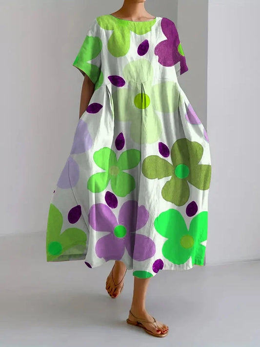 ELIANA | Abito Midi Floreale con Stile Spensierato e Comfort Estivo per Giornate Colorate