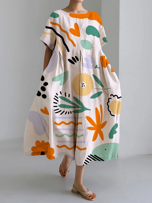 MILENA | Abito Lungo Colorato con Comfort Leggero e Stampa Artistica per Stile Estivo Unico
