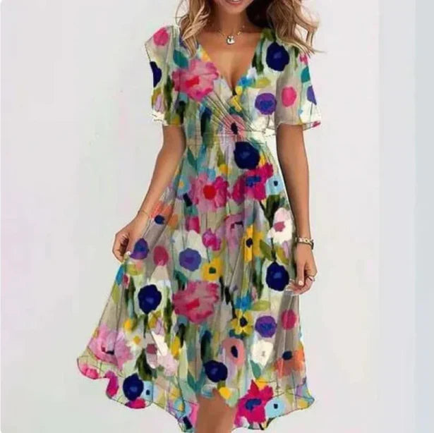 Celia™  | Abito Maxi Elegante con Scollo a V Profondo